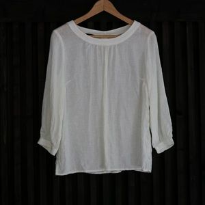 Talbots White Linen Blouse